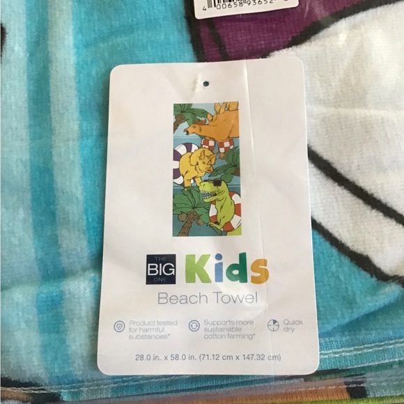 The Big One Kids dinosaur cotton quick dry beach towel.  NWT - Picture 3 of 3
